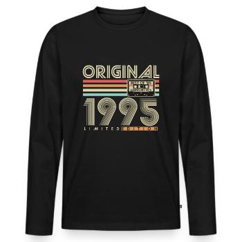 Original 1995 Jahrgang Vintage Geburtstag Retro - Männer Premium Bio Langarmshirt - Schwarz - Vorne - Nico (187cm)