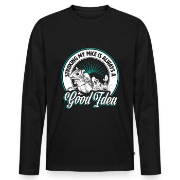 Maus Mäuse - Männer Premium Bio Langarmshirt - Schwarz - Vorne - Nico (187cm)