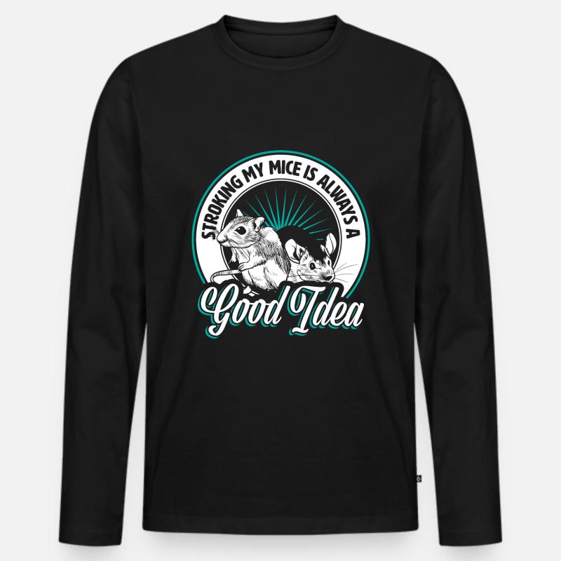 Maus Mäuse - Männer Premium Bio Langarmshirt - Schwarz