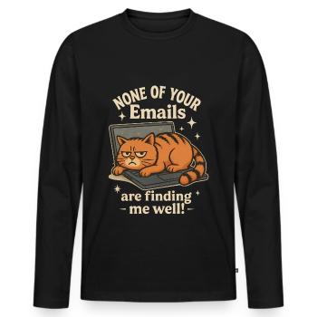chat sur l’e-mail de l’ordinateur portable disant - T-shirt manches longues Premium bio Homme - noir - Devant - Nico (187cm)