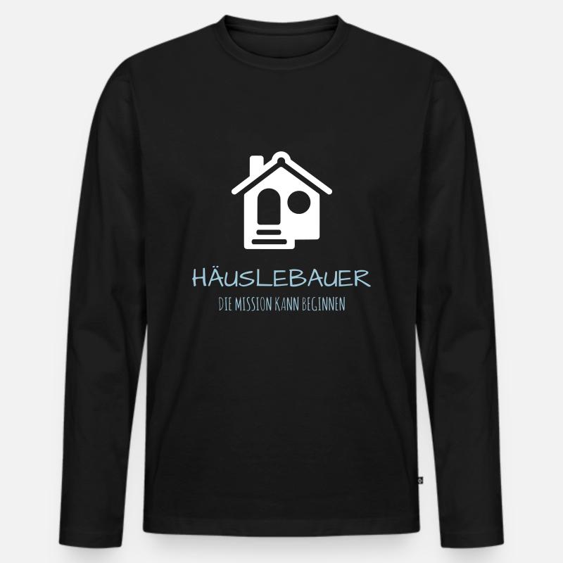 Häuslebauer Haus Bauherr Geschenk Idee - Männer Premium Bio Langarmshirt - Schwarz