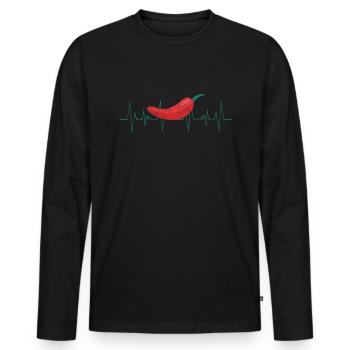 Jalapeno Chilischote Chili - Männer Premium Bio Langarmshirt - Schwarz - Vorne - Nico (187cm)