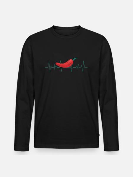 Jalapeno Chilischote Chili - Männer Premium Bio Langarmshirt - Schwarz