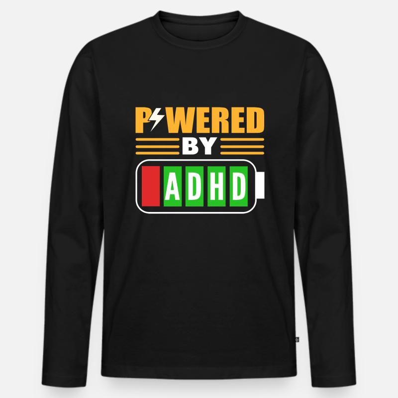 Powered By ADHD ADHS -Berater - Männer Premium Bio Langarmshirt - Schwarz