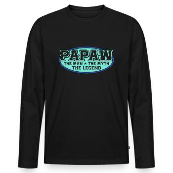 Papa Grandpa Saying Papaw The Man The Myth The Legend - Men's Premium Organic Long Sleeve Shirt - black - Front - Nico (187cm)