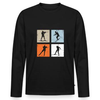 Biathlon Vintage Winter Sports - Men's Premium Organic Long Sleeve Shirt - black - Front - Nico (187cm)
