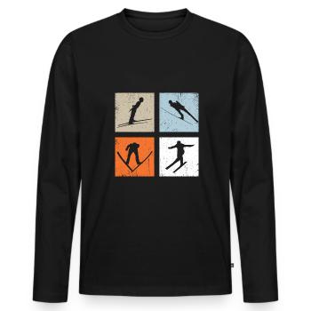 Ski jumping Vintage winter sports - Men's Premium Organic Long Sleeve Shirt - black - Front - Nico (187cm)