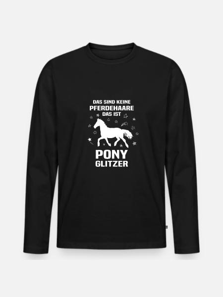 Pony Glitzer - Männer Premium Bio Langarmshirt - Schwarz