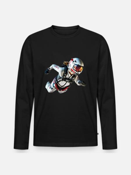 Fallschirmspringendes Mädchen - Männer Premium Bio Langarmshirt - Schwarz