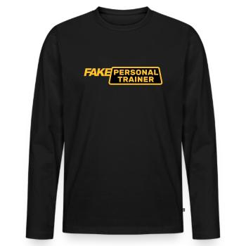 FAKE PERSONAL TRAINER (faux taxi) - T-shirt manches longues Premium bio Homme - noir - Devant - Nico (187cm)