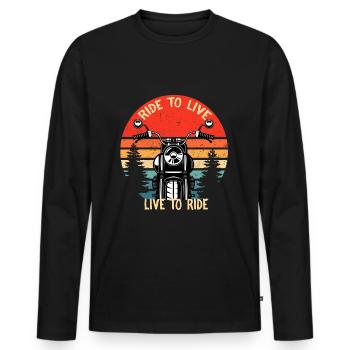Ride to live - Men's Premium Organic Long Sleeve Shirt - black - Front - Nico (187cm)