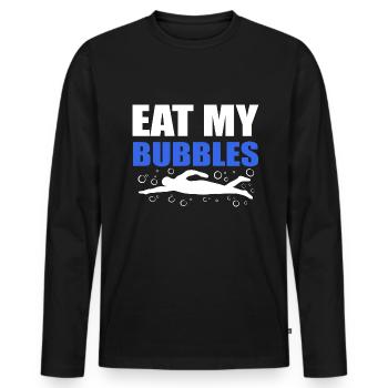 Eat My Bubbles Professioneller Schwimmer - Männer Premium Bio Langarmshirt - Schwarz - Vorne - Nico (187cm)