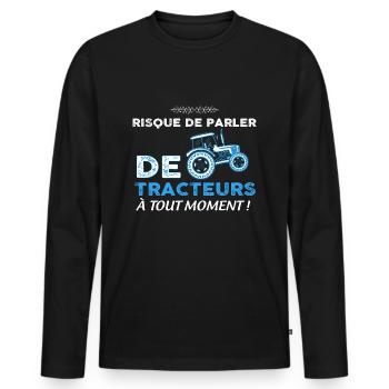 Mon tracteur je l'aime humour tracteur - T-shirt manches longues Premium bio Homme - noir - Devant - Nico (187cm)