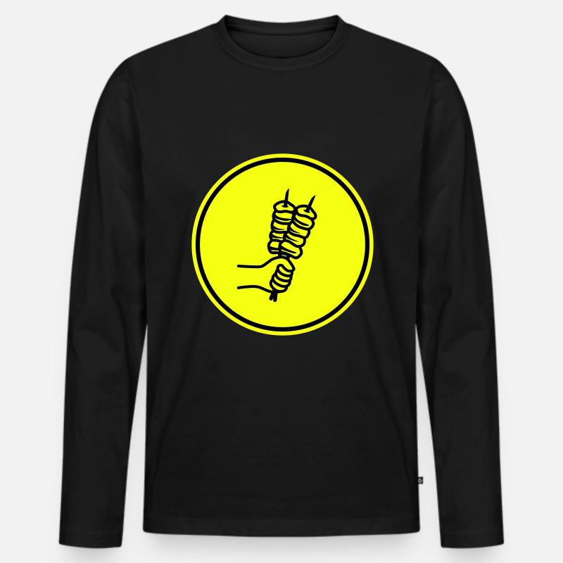 Spieß grill Icon - Männer Premium Bio Langarmshirt - Schwarz