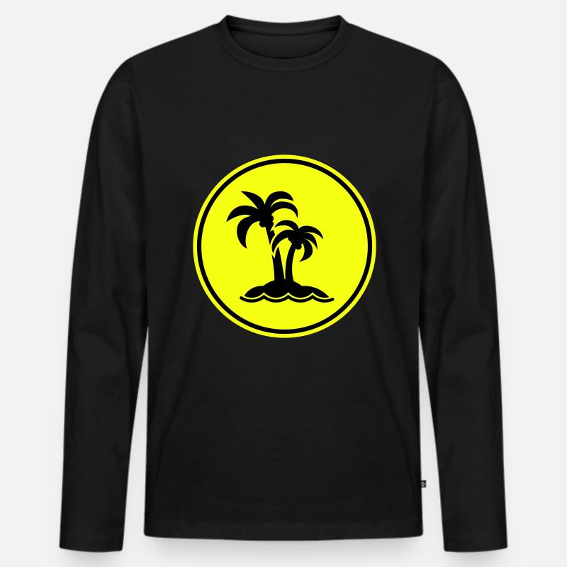 palme insel symbol - Männer Premium Bio Langarmshirt - Schwarz