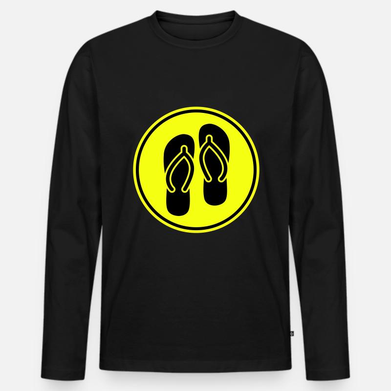 Badelatschen icon - Männer Premium Bio Langarmshirt - Schwarz