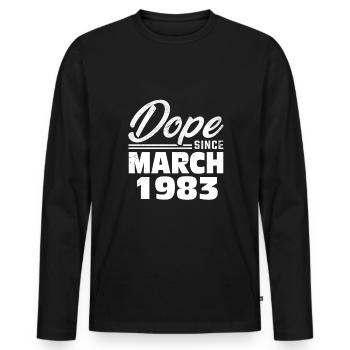 40th birthday March Vintage 1983 Vintage - Men's Premium Organic Long Sleeve Shirt - black - Front - Nico (187cm)