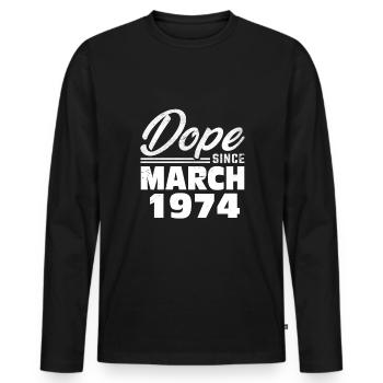 49. Geburtstag März Jahrgang 1974 Vintage - Männer Premium Bio Langarmshirt - Schwarz - Vorne - Nico (187cm)