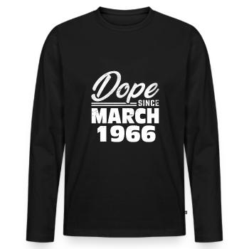57th birthday March Vintage 1966 Vintage - Men's Premium Organic Long Sleeve Shirt - black - Front - Nico (187cm)
