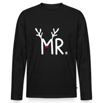 Rentier Familie Familienoutfit Weihnachten - Männer Premium Bio Langarmshirt - Schwarz - Vorne - Nico (187cm)