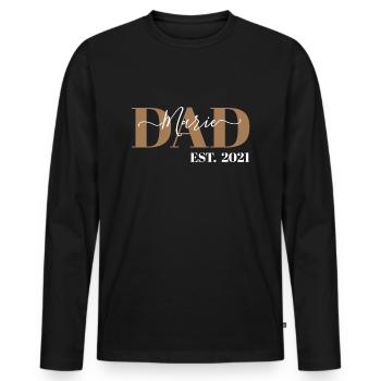 MARIE - DAD EST. 2021 - DADDY SINCE 2021 - BABY - Männer Premium Bio Langarmshirt - Schwarz - Vorne - Nico (187cm)