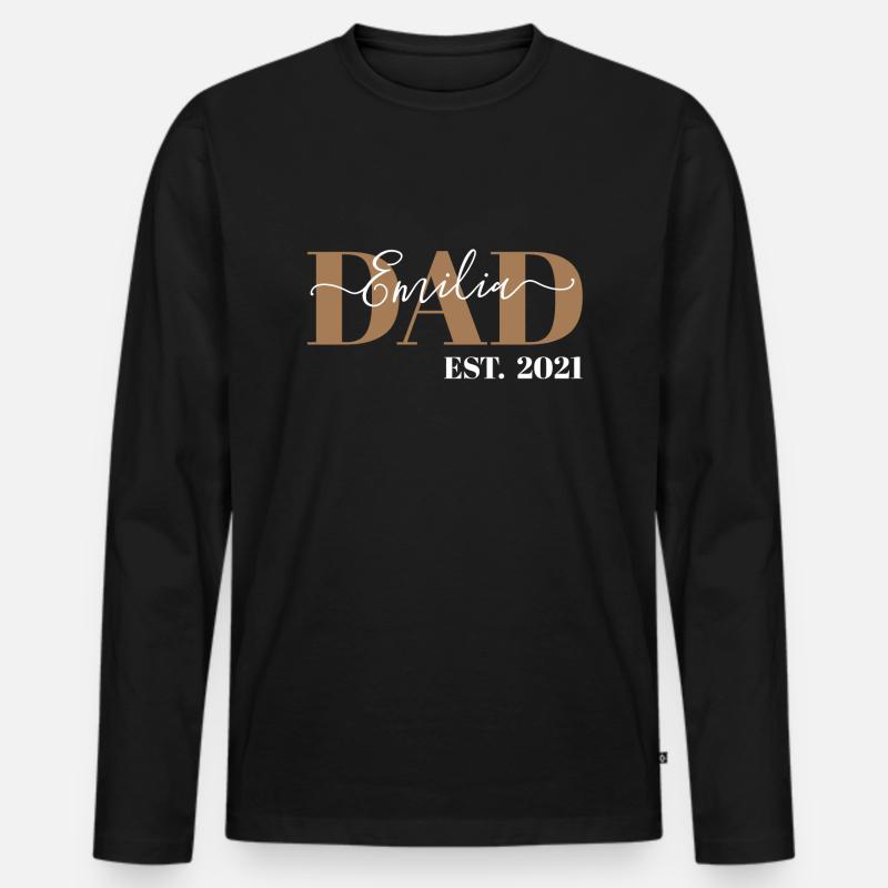 EMILIA - DAD EST. 2021 - DADDY SINCE 2021 - BABY - Männer Premium Bio Langarmshirt - Schwarz
