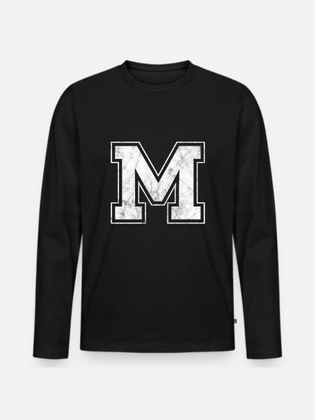 Letter M - Men's Premium Organic Long Sleeve Shirt - black