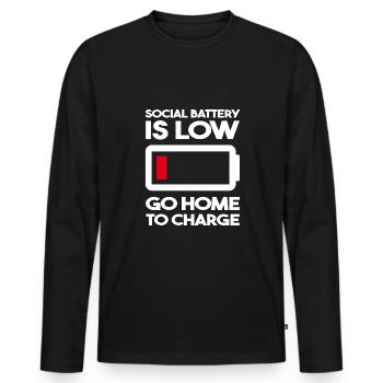 Battery social Est faible | Drôle de sort - T-shirt manches longues Premium bio Homme - noir - Devant - Nico (187cm)