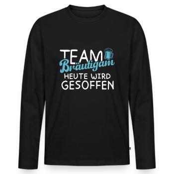 Team Bräutigam - Heute wird gesoffen - JGA - Männer Premium Bio Langarmshirt - Schwarz - Vorne - Nico (187cm)