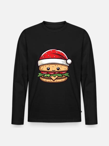 Burger Christmas Comic - Men's Premium Organic Long Sleeve Shirt - black
