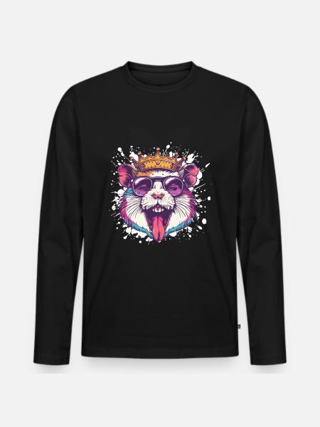 Hamster Birthday Funny Party - Men's Premium Organic Long Sleeve Shirt - black