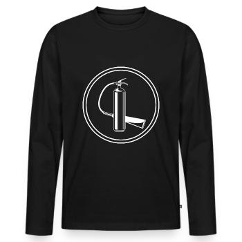 Symbole de l’extincteur : brigade d’incendie - T-shirt manches longues Premium bio Homme - noir - Devant - Nico (187cm)