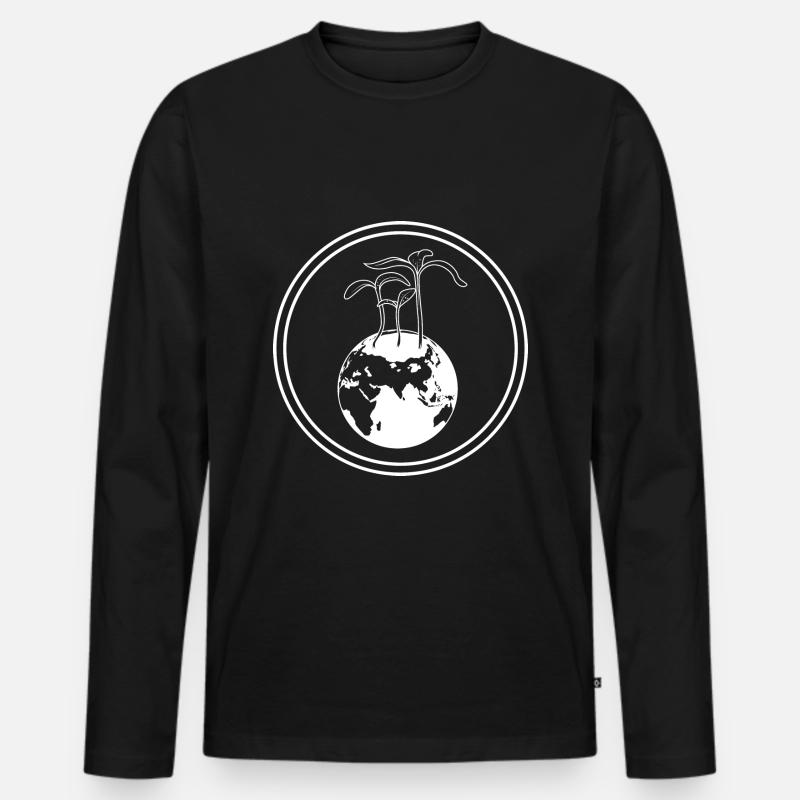 Planet Erde - Männer Premium Bio Langarmshirt - Schwarz