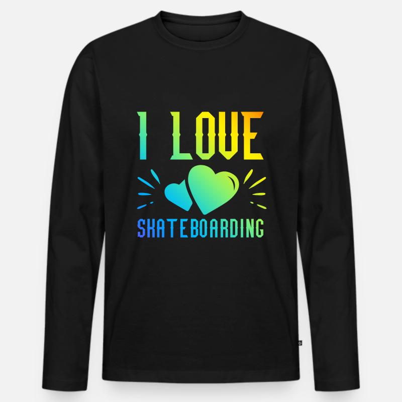 Ich Liebe Skateboard - Männer Premium Bio Langarmshirt - Schwarz