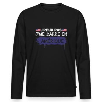 j'peux pas je me barre en Amérique | USA !! - T-shirt manches longues Premium bio Homme - noir - Devant - Nico (187cm)