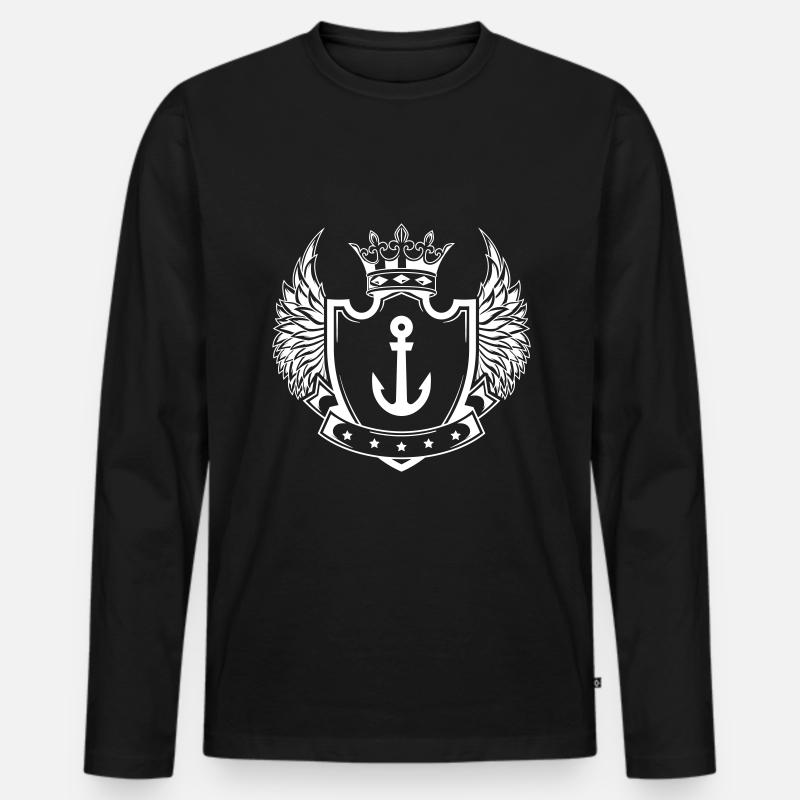 Anker Wappen - Männer Premium Bio Langarmshirt - Schwarz