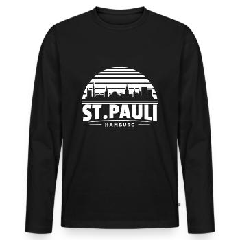 St Pauli Skyline Hamburg Souvenir St. Pauli - Men's Premium Organic Long Sleeve Shirt - black - Front - Nico (187cm)