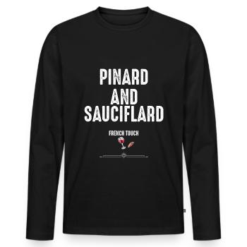 Pinard und Sauciflard der französische Touch - Männer Premium Bio Langarmshirt - Schwarz - Vorne - Nico (187cm)