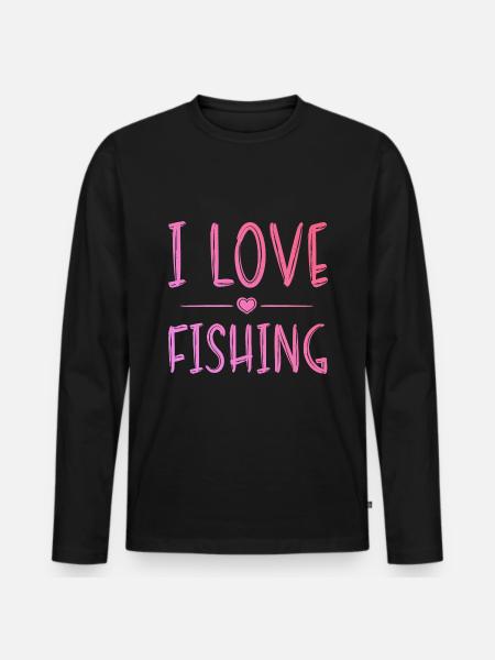 Ich Liebe Fischen - Männer Premium Bio Langarmshirt - Schwarz
