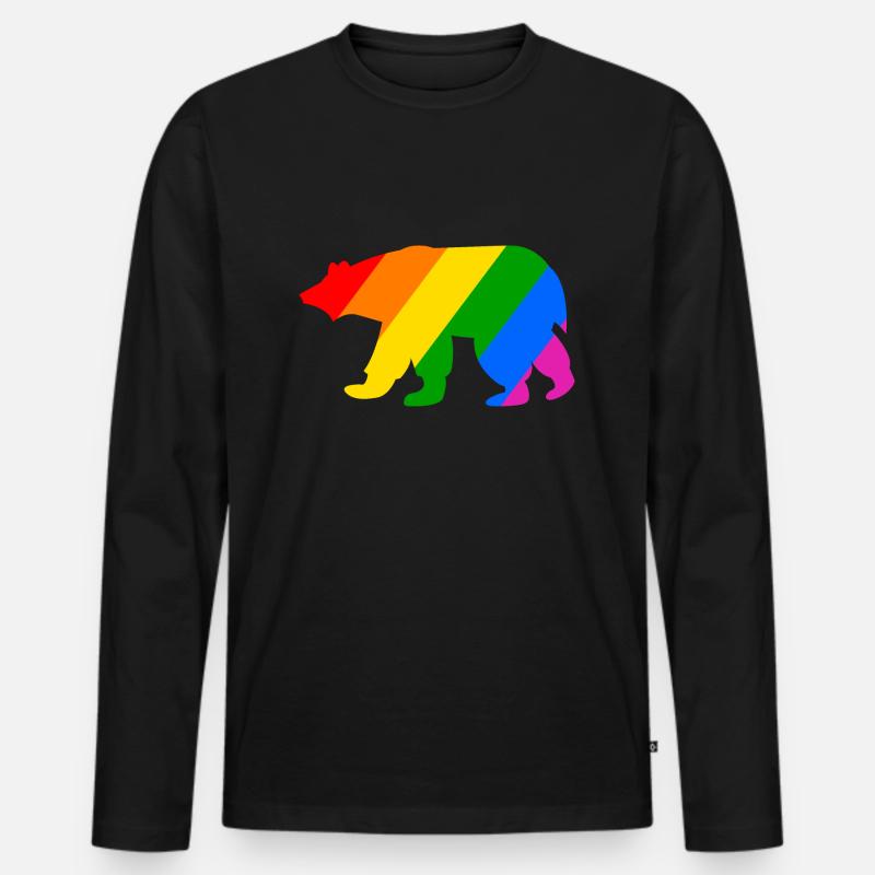 Regenbogen Eisbär - Männer Premium Bio Langarmshirt - Schwarz