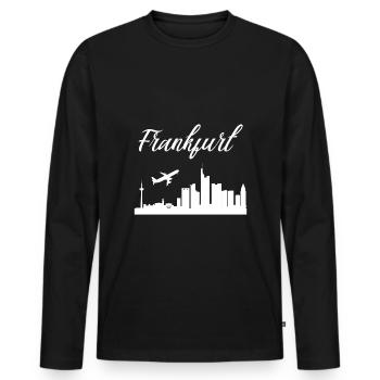Frankfurt am Main SILHOUETTE Skyline Geschenk - Männer Premium Bio Langarmshirt - Schwarz - Vorne - Nico (187cm)
