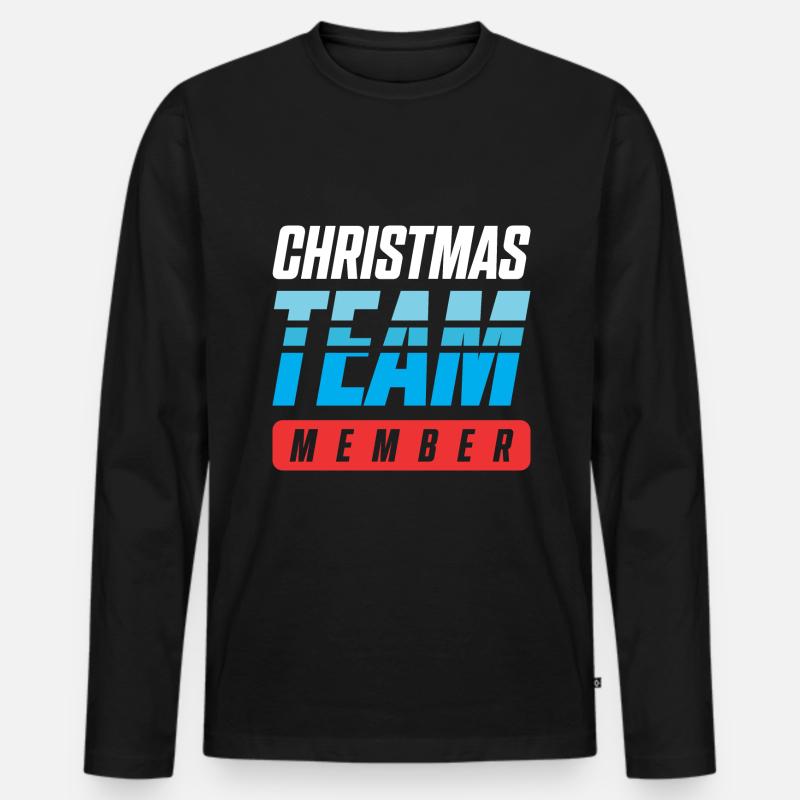 Christmas Team - Männer Premium Bio Langarmshirt - Schwarz