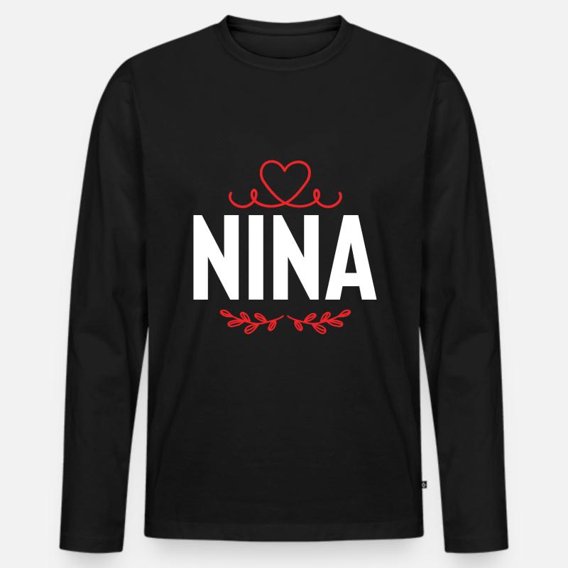 Nina - Männer Premium Bio Langarmshirt - Schwarz