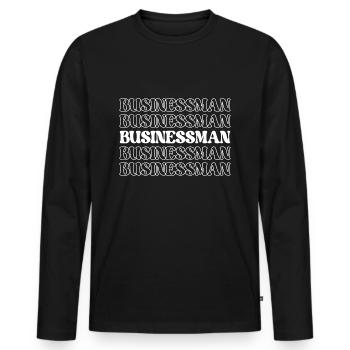 Homme d’affaires, Entrepreneur, Homme d’affaires, Magnat - T-shirt manches longues Premium bio Homme - noir - Devant - Nico (187cm)