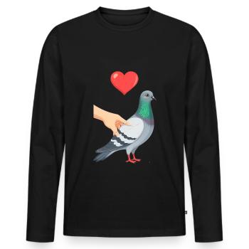 Pigeon Pigeon Elevage Pigeons Eleveur de pigeons - T-shirt manches longues Premium bio Homme - noir - Devant - Nico (187cm)
