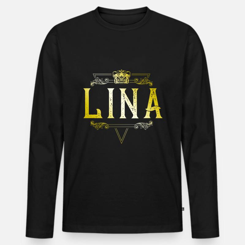 Lina - Männer Premium Bio Langarmshirt - Schwarz