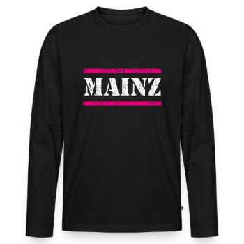 Mayence Vintage - T-shirt manches longues Premium bio Homme - noir - Devant - Nico (187cm)