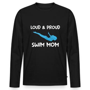 Loud & Proud Swim Mom Schwimmtrainer - Männer Premium Bio Langarmshirt - Schwarz - Vorne - Nico (187cm)