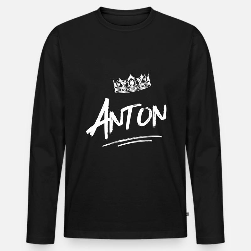 Anton - Männer Premium Bio Langarmshirt - Schwarz