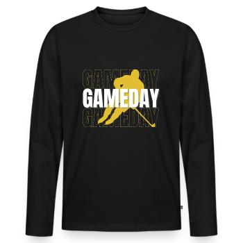 Ice Hockey Player Ice Hockey Jersey Gift - Men's Premium Organic Long Sleeve Shirt - black - Front - Nico (187cm)